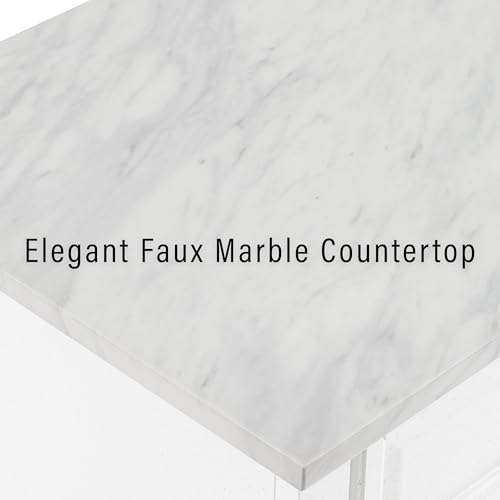 Crosley Furniture Avery Rolling Kitchen Island Storage Cart with Shelves, Microwave Stand, Coffee Bar, Distressed White Crosley Furniture