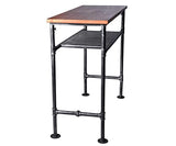 LOKKHAN Industrial Vintage Bar Height Table with Extra Shelf - Rustic Brown & Grey Metal Console for Kitchen, Dining & Pub LOKKHAN