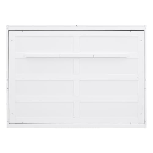 SOFTSEA Full Size Horizontal Murphy Bed, can be Folded into a Cabinet, Space-Saving Hidden Cabinet Murphy Bed for Guest Room, Bedroom, Home Office, White SOFTSEA