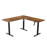 UNICOO – L Shaped Crank Height Adjustable Standing Desk, Sit to Stand up Corner Desk, L-Shaped Standing Workstation (Black Frame/Rustic Brown Top- L Shape Crank) UNICOO