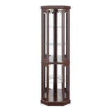 BAOMKONG Tall Corner Cabinet with Glass Doors, Lighted Glass Display Curio Cabinet with Adjustable Shelves, Home Office Floor Standing Display Cabinet for Bar, Liquor Storage and Medal, Dark Cherry BAOMKONG