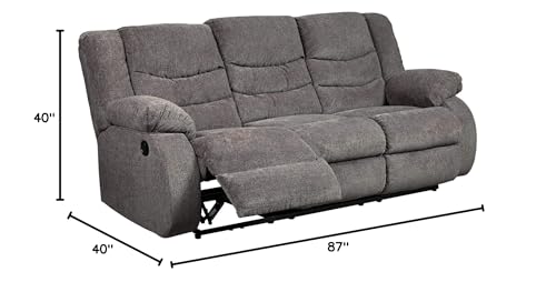 Signature Design by Ashley Tulen Modern Manual Pull Tab Reclining Sofa, Dark Gray Signature Design by Ashley