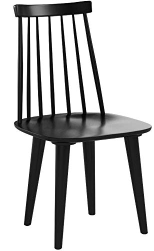 Safavieh American Homes Collection Burris Country Farmhouse Wood Black Spindle Side Chair (Set of 2) - WoodArtSupply