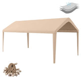 Birodeko Carport Replacement Canopy Cover 10'x20' for Tent Top Garage Shelter Cover with Ball Bungees, 800D Oxford Replacement Cover Waterproof & UV Protection, Not Included Frame (Light Brown) Birodeko