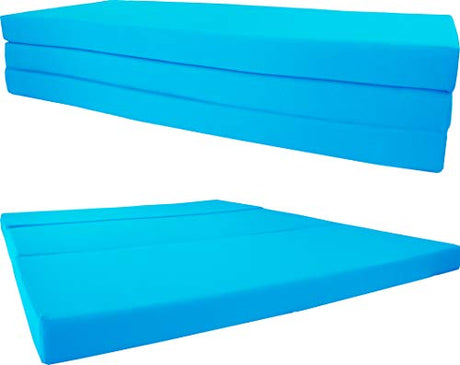 D&D Futon Furniture Queen Size Turquoise Shikibuton Trifold Beds 80 x 60 x 4, Folding Mattress, Ottoman, High Density Foam D&D Futon Furniture