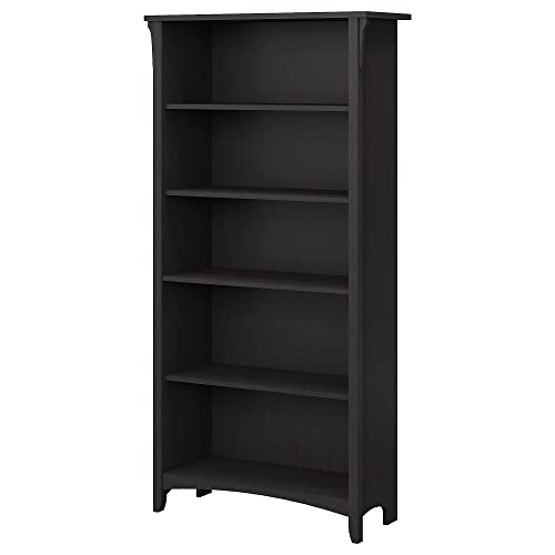Bush Furniture Salinas Tall 5-Shelf Bookcase in Vintage Black - Modern Farmhouse Style for Home and Office Bush Business Furniture