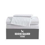 Eddie Bauer - Twin Sheets, Cotton Percale Bedding Set, Crisp & Cool Home Decor (Essential Stripe White, Twin) Eddie Bauer