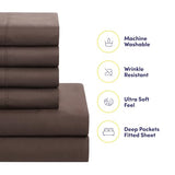 Sweet Home Collection 5 Piece Comforter Set Bag Solid Color All Season Soft Down Alternative Blanket & Luxurious Microfiber Bed Sheets, Brown, Twin XL Sweet Home Collection