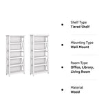 Bush Furniture Key West 5-Shelf Tall Bookcase Set in Pure White Oak for Elegant Storage Solutions Bush Business Furniture