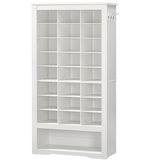 HOOBRO Shoe Cabinet, 8-Tier Heavy Duty Shoe Storage Cabinet, Freestanding Shoe Rack with 24 Cubbies and 3 Hooks, for Entryway, Closet, Living Room, White WT24SC01 HOOBRO