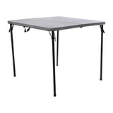 Flash Furniture Dunham 2.83' Square Plastic Folding Event Table with Carrying Handle, Bi-Fold Portable Banquet Table for Indoor/Outdoor Events, Gray Flash Furniture