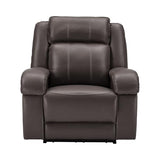 SITJOY Pet Friendly Leather Power Recliner Chair, Zero Wall Hugger RV Recliners with Power Headrest, Charging Ports, Side Pockets, Down-Filled, Scratch Resistant Waterproof Faux Leather in Dark Brown