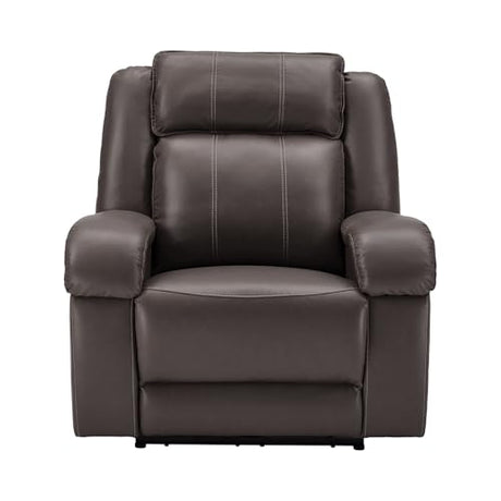 SITJOY Pet Friendly Leather Power Recliner Chair, Zero Wall Hugger RV Recliners with Power Headrest, Charging Ports, Side Pockets, Down-Filled, Scratch Resistant Waterproof Faux Leather in Dark Brown SITJOY