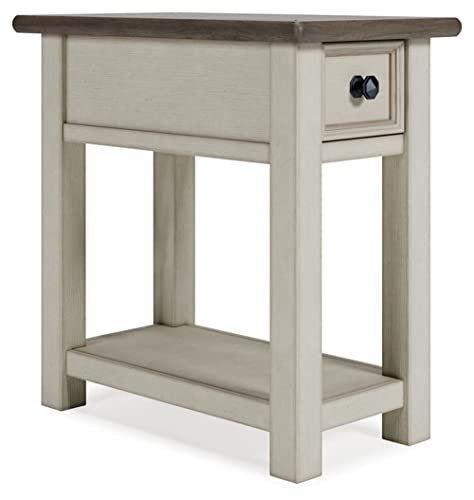 Signature Design by Ashley Bolanburg Farmhouse Chair Side End Table, Light Brown & Whitewash - WoodArtSupply