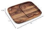 Ironwood Gourmet Fort Worth Steak Plate with Juice Channel, Acacia Wood 13 x 11 x 0.75 -inches, Brown Ironwood Gourmet