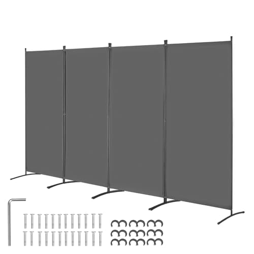 VEVOR Room Divider, 4 Panel Room Divider, Folding Privacy Screen and Portable Partition Divider for Room Separation, Freestanding Room Partitions for Office, Bedroom, Study, Grey VEVOR