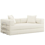 GRUSIGN 78 Inch Convertible Sofa Bed, 5-in-1 Futon Sofa Bed Pull Out Couch, Boneless Couch Bed for Living Room, Corduroy Boneless Couches for Bedroom, Apartment, No Assembly Sleeper Sofa Bed, Beige GRUSIGN