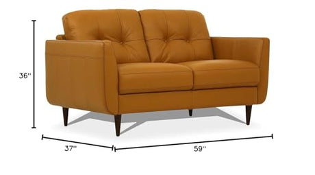 Acme Radwan Tufted Leather Loveseat in Caramel Acme
