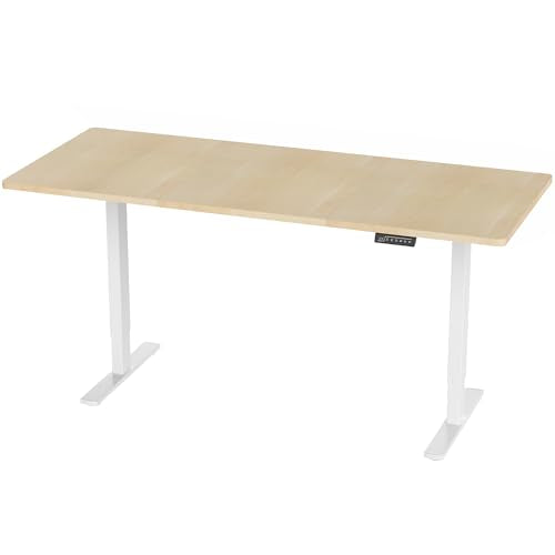 VIVO Electric 71 x 30 in Standing Desk, Memory Height Adjustment, 1B Series, Holds 220 lbs, Light Wood Top White Frame, DESK-KIT-1W7C VIVO