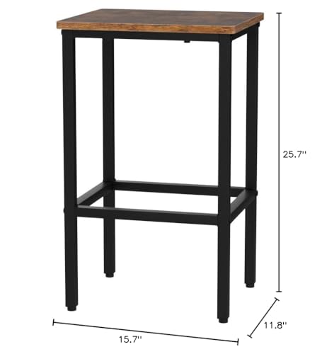 SUPER DEAL Counter Height Bar Stools Set of 2 for Kitchen, 26 Inches Industrial Backless Metal BarStools with Wood Top, Rustic Brown - WoodArtSupply