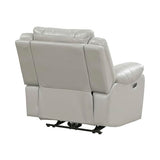 Lexicon Power Recliner Chair, Faux Leather Upholstered Home Theater Seating with LED Lighting, USB Charging Ports, Single Wall Hugger Reclining Chair for Living Room/Bedroom Easy Assembly, Gray Lexicon