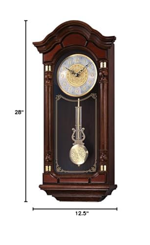 SEIKO Stately Dark Brown Solid Oak Case Wall Clock with Pendulum and Chime Seiko