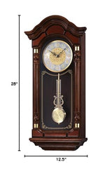 SEIKO Stately Dark Brown Solid Oak Case Wall Clock with Pendulum and Chime Seiko