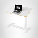 FLEXISPOT H7 PRO Mobile Standing Desk Adjustable Overbed Table Pneumatic with Wheels 90°Tiltable Portable Laptop Desk Rolling Computer Cart Foldable Bedside Table(31.5" W x 17.7" D, White) FLEXISPOT