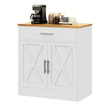 Vongrasig Farmhouse Coffee Bar Cabinet, Small Sideboard Buffet with Storage, Modern Kitchen Storage Cabinet with 1 Drawer and 2 Doors for Kitchen, Dining Room, White Vongrasig
