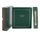 Corporate Kit (Green) - Binder, Slipcase, Minutes & Bylaws, Stock Certificates, Index Tabs & Black R-542 Self-Inking Corprate Seal Stamp Hubco