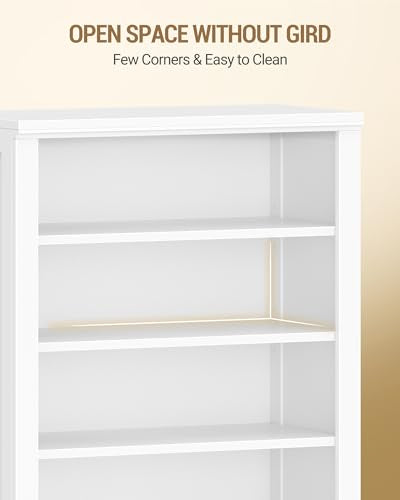 Hzuaneri Shoe Storage Cabinet, 10 Tiers Freestanding Shoe Cabinets, Wooden Shoes Rack with Cubby, 27-30 Pairs, Farmhouse Tall Shoes Cubby Organizer for Entryway, Living Room, White SR52603X Hzuaneri