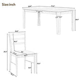 7 Pieces Dining Table Set Wooden Rectangle Extendable Table with 12” Leaf and 2 Drawers, 6 Dining Chairs with Soft Cushion, Kitchen Dining Room Set for 6 Persons (Brown + White) Merax