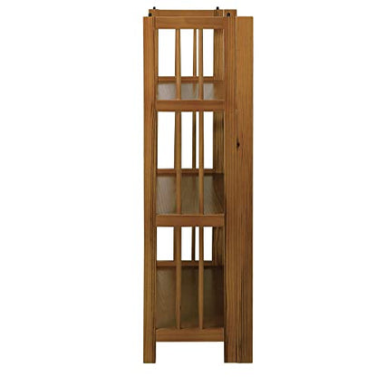 Casual Home 3-Shelf Stackable 27.5" Wide-Chestnut fold Bookcase - WoodArtSupply