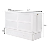 Hlcodca Unique Queen Size Mobile Murphy Bed with Drawer,Wood Storage Bed with Little Shelves on Each Side,for Small Spaces Apartments Studio Guest Room Use Hlcodca