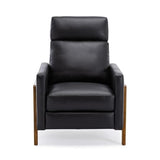 BOWERY HILL Push Back Recliner Chair, Top Grain Leather Upholstery, Exposed Wood Frame, Mid Century Modern Recliner, 41.25" Hx30.5 Wx33.46 D