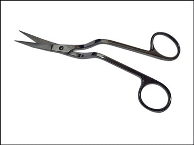 6 Inch Stainless Steel Applique Duckbill Scissors Blade with Offset Handle & 6 Inch Machine Embroidery Double Curved Scissors Bundle Belle Draft