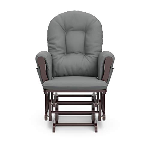 Storkcraft Premium Hoop Glider & Ottoman (Espresso/Gray) — GREENGUARD Gold Certified Nursery Glider, Solid Wood Craftsmanship, Smooth-Gliding Nursery Chair and Ottoman, Award-Winning Storkcraft