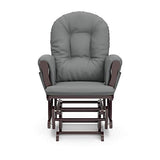 Storkcraft Premium Hoop Glider & Ottoman (Espresso/Gray) — GREENGUARD Gold Certified Nursery Glider, Solid Wood Craftsmanship, Smooth-Gliding Nursery Chair and Ottoman, Award-Winning Storkcraft