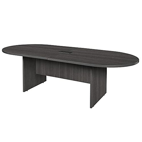 Regency Legacy 8 ft Racetrack Laminate Conference Table with a Charging Port, Durable Construction, Scratch-Resistant Surface, and Modern Design for Professional Office Workspaces - Ash Grey Regency