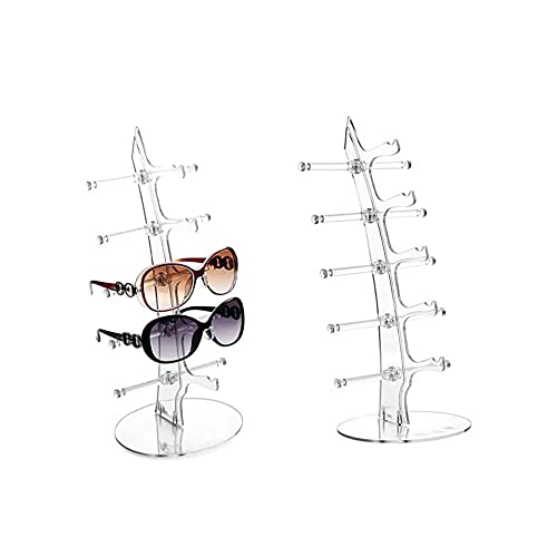 Anetiry 2 Pack Sunglasses Rack Eyeglasses Display Stand Holder Storage Organizer for 5 Glasses Acrylic Jewelry Eyewear Display for Selling Clear Anetiry