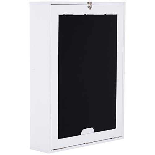 HOMCOM Wall Mounted Foldable Desk with a Blackboard, Fold Out Convertible Floating Desk with Shelves, White HOMCOM