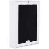 HOMCOM Wall Mounted Foldable Desk with a Blackboard, Fold Out Convertible Floating Desk with Shelves, White HOMCOM