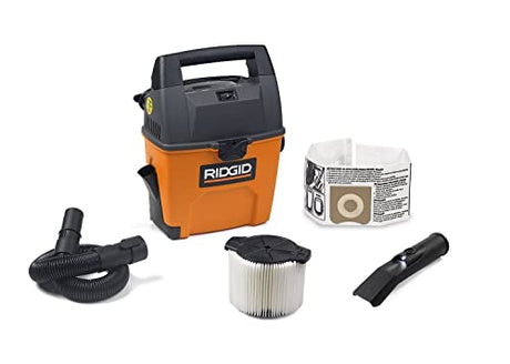RIDGID Wet Dry Vacuums VAC3000 Portable Wet Dry Vacuum Cleaner for Car, Garage or In-Home Use, 3-Gallon, 3.5 Peak Horsepower Wet Dry Auto Vacuum Cleaner for Car RIDGID