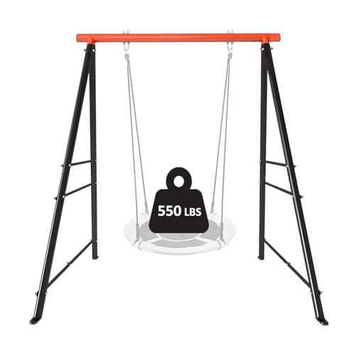 Swing Stand Frame, 550lbs Weight Capacity Swing Stand, Heavy Duty A-Frame Swing, Single Swing Frame for Yoga Hammock Saucer Baby Porch Swing(Swing NOT Included),Orange - WoodArtSupply