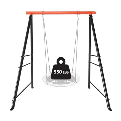 Swing Stand Frame, 550lbs Weight Capacity Swing Stand, Heavy Duty A-Frame Swing, Single Swing Frame for Yoga Hammock Saucer Baby Porch Swing(Swing NOT Included),Orange
