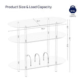 HMYHUM Acrylic Record Player Stand with Vinyl Storage, 35.4" L x 15.7" W x 30.1" H, Large Turntable Stand Table Holds Up to 200 Albums, 3-Tier Clear Vinyl Record Holder for Living Room, Bedroom HMYHUM