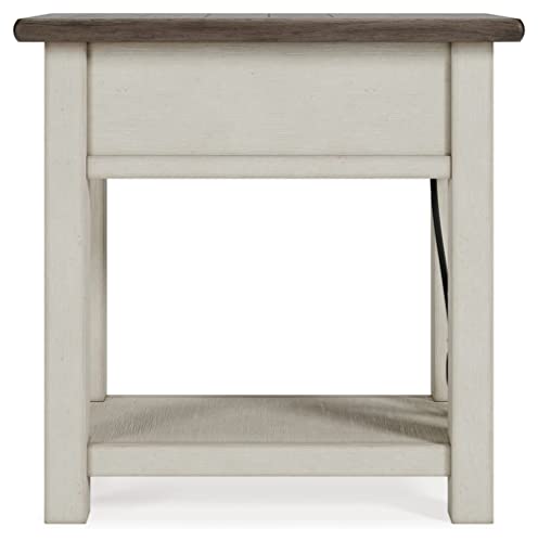 Signature Design by Ashley Bolanburg Farmhouse Chair Side End Table, Light Brown & Whitewash - WoodArtSupply