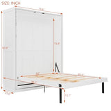 SOFTSEA Queen Murphy Bed with Rotating Frame, Storage Shelves, Foldable Wall Bed Frame with Bookcase, Hidden Murphy Bed Cabinet for Home Office, Guest Room, Space-Saving, White SOFTSEA