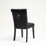 VDAOQVG Upholstered Velvet Dining Room Chairs Set of 2 for Dining Room, Set of 2 Kitchen Chairs with Gold Nailhead and Metal Ring Upholstery, Solid Wood Dining Chairs Set of 2 for Restaurant (Black) VDAOQVG