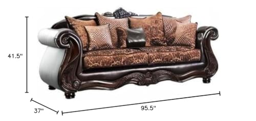 Furniture of America Eduard Traditional Faux Leather Cushioned Sofa in Brown Furniture of America